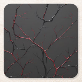 Black and Red Veins Underlägg Papper Kvadrat