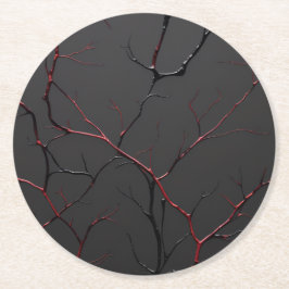 Black and Red Veins Underlägg Papper Rund