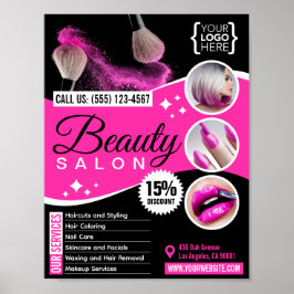 Black and Rosa Beauty Salon Designad för nedladdni Poster
