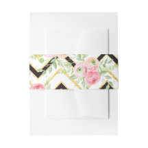 Black and Rosa Blommigt Belly Band