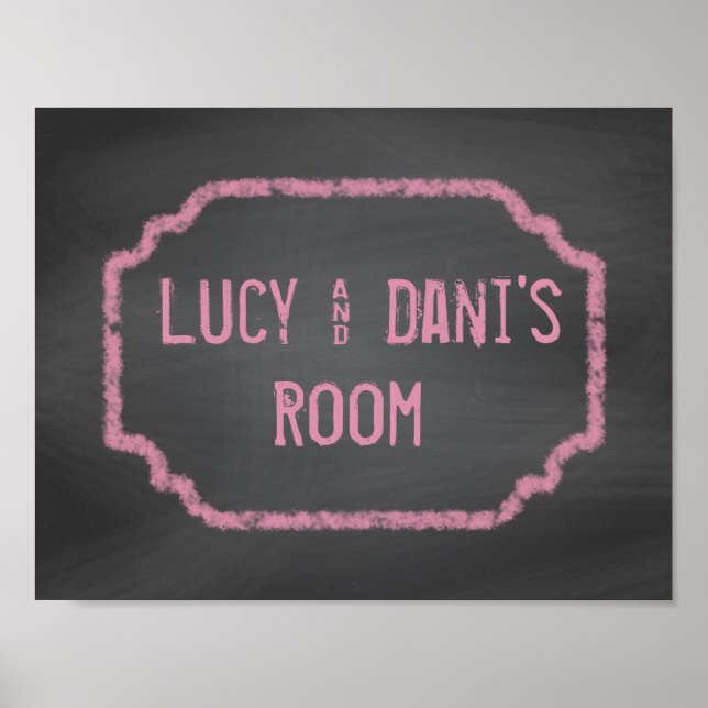 Black and Rosa Chalkboard Roommates Wall Art Poster (Framsidan)