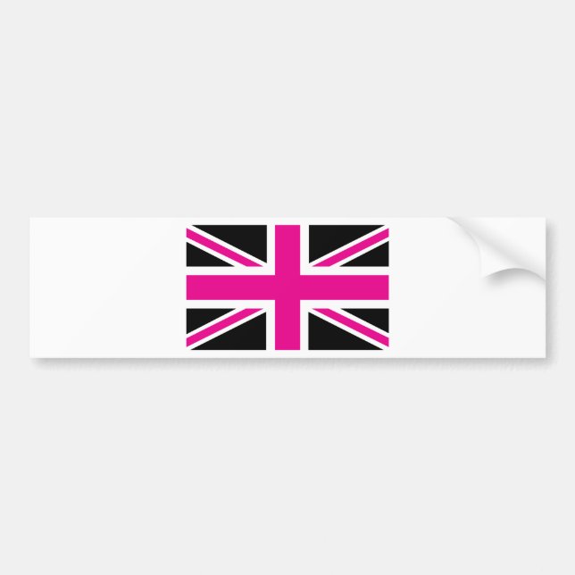 Black and Rosa Classic Union Jack British (UK) Fla Bildekal (Framsidan)