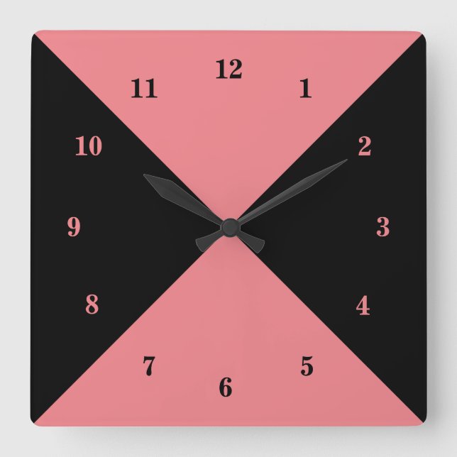Black and Rosa Clock - Anpassningsbar Färg Fyrkantig Klocka (Framsida)