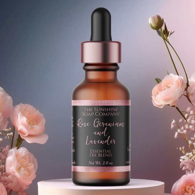 Black and Rosa Cosmetics Dropper Flaska Adressetikett (Skapare uppladdad)