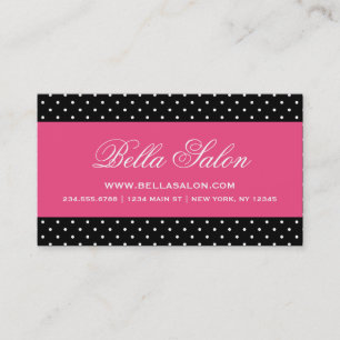 Black and Rosa Cute Modern Polka dots Visitkort