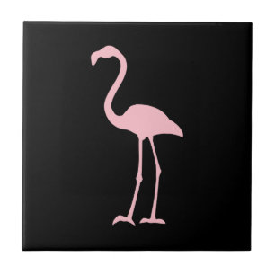 Black and Rosa Flamingo Silhouette Kakelplatta