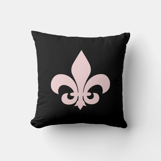 Black and Rosa Fleur de Lis Kudde (Framsida)