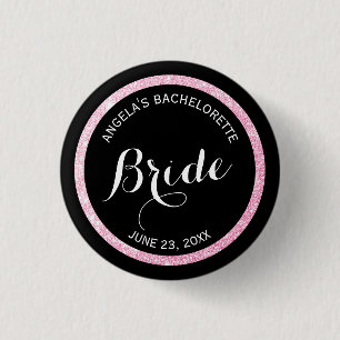 Black and Rosa Glitter Brides Bachelorette Party Knapp