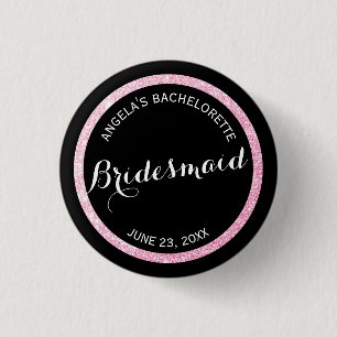 Black and Rosa Glitter Bridesmaid Bachelorette Knapp