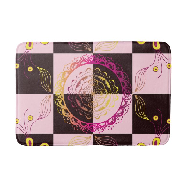 Black and Rosa Graphic Art, Mystic Checkerboard Badrumsmatta (Framsidan)