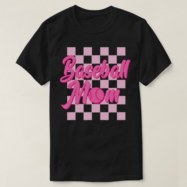Black and Rosa Grid Sports Mor Mamma Player T Shirt (Design framsida)