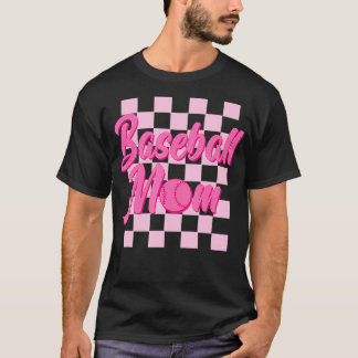Black and Rosa Grid Sports Mor Mamma Player T Shirt
