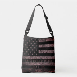 Black and Rosa Grunge Vintage American Flagga Axelväska