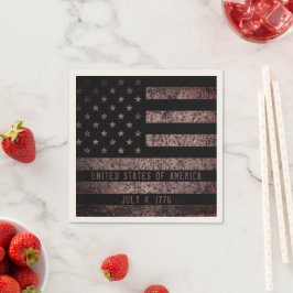 Black and Rosa Grunge Vintage American Flagga Pappersservett