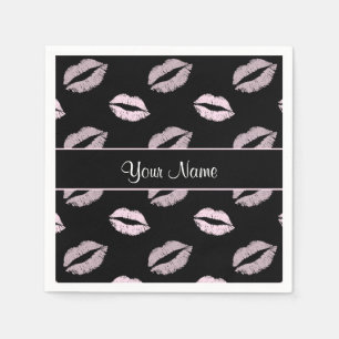 Black and Rosa Kisses Pappersservett