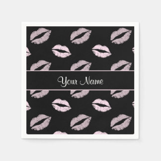 Black and Rosa Kisses Pappersservett