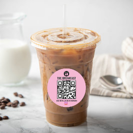 Black and Rosa Modern Business Instagram Qr-kod Runt Klistermärke