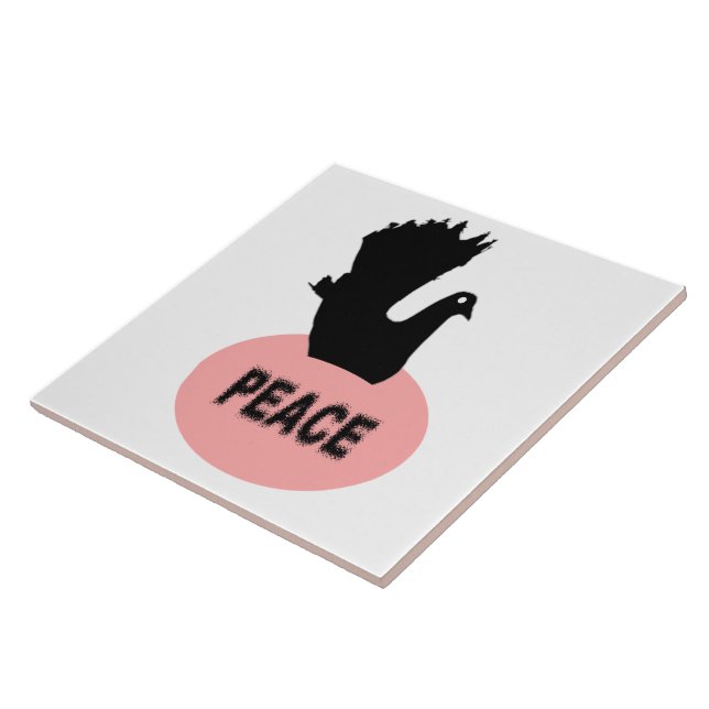 Black and Rosa Peace Dove Tile Kakelplatta (Sidan)