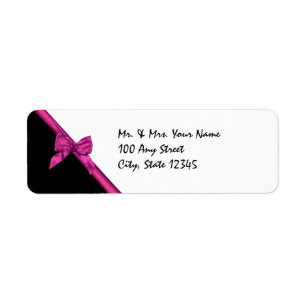 Black and Rosa Satin Ribbon Returadress Etikett