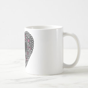Black and Rosa Snöre Heart Kaffemugg