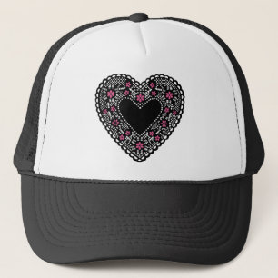 Black and Rosa Snöre Heart Keps