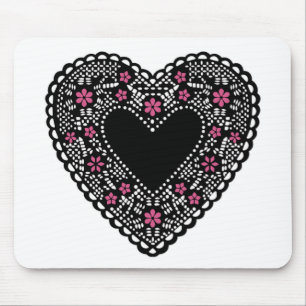 Black and Rosa Snöre Heart Musmatta