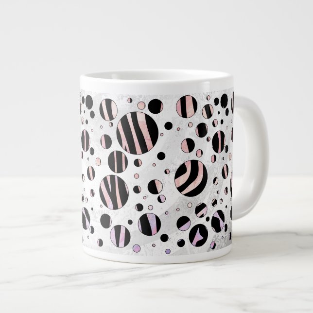 Black and Rosa Zebra Polka dots Jumbo Mugg (Framsida höger)