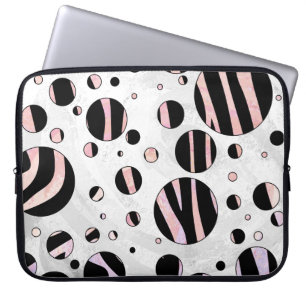 Black and Rosa Zebra Polka dots Laptop Sleeve