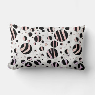 Black and Rosa Zebra Polka dots Lumbarkudde