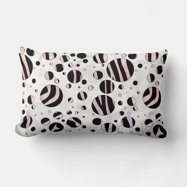 Black and Rosa Zebra Polka dots Lumbarkudde (Framsida)