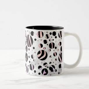 Black and Rosa Zebra Polka dots Två-Tonad Mugg