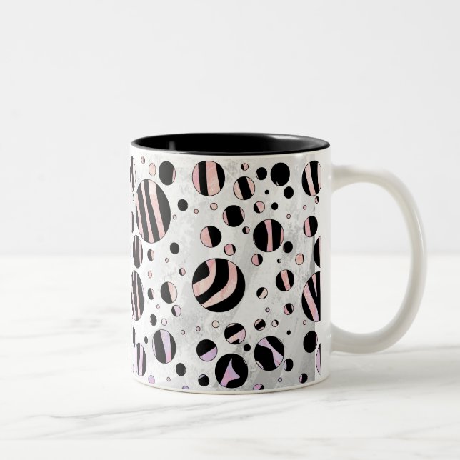 Black and Rosa Zebra Polka dots Två-Tonad Mugg (Höger)