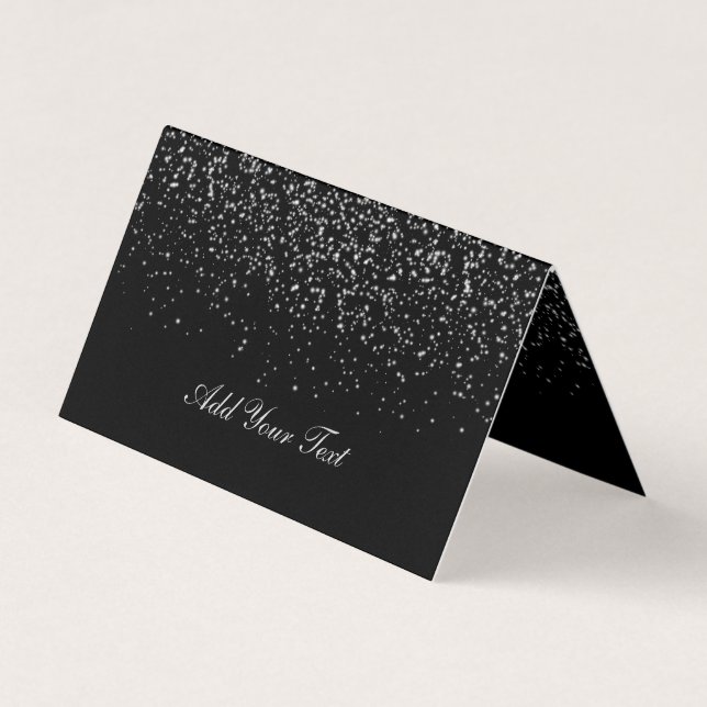 Black and Silver Confetti | Plattskort Visitkort (Framsida)