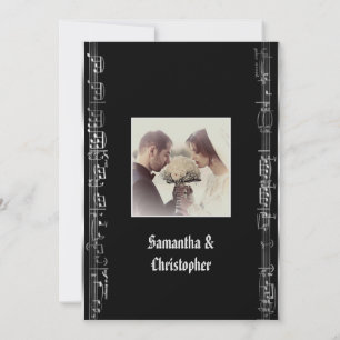 Black and silver wedding photo invitation inbjudningar