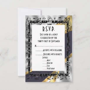 Black and siver guld formal bröllop R.S.V.P OSA Kort
