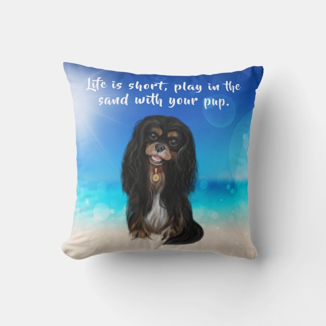 Black and Tan Cavalier Kung Charles Spain    Kudde (Framsida)