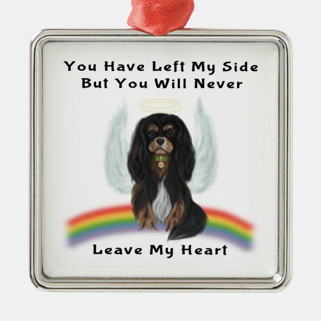 Black and Tan Cavalier Pet Loss Gifts Julgransprydnad Metall (Framsidan)