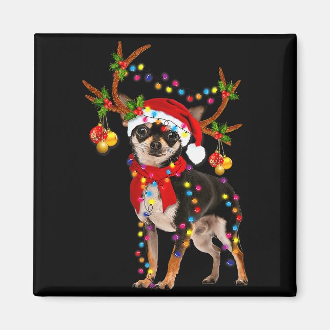 Black And Tan Chihuahua Gorgeous Reindeer Christma Magnet (Framsidan)