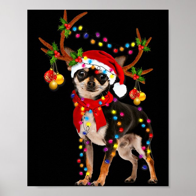 Black And Tan Chihuahua Gorgeous Reindeer Christma Poster (Framsidan)