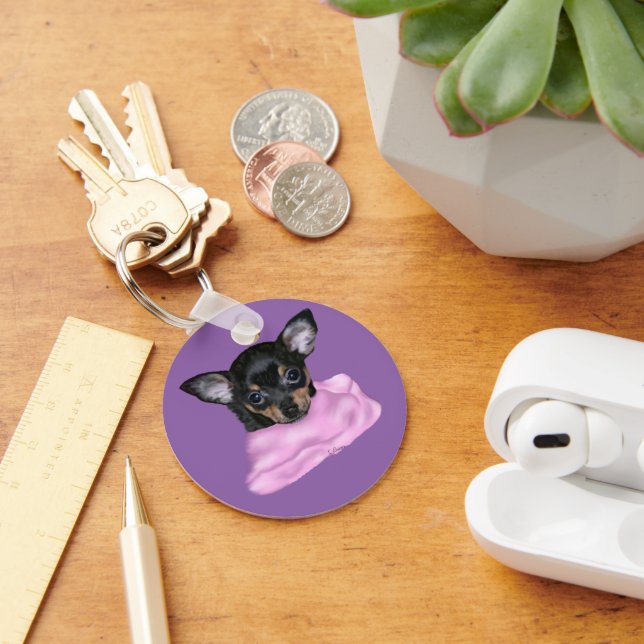 Black and Tan Chihuahua Puppy Nyckelring (Skrivbord)