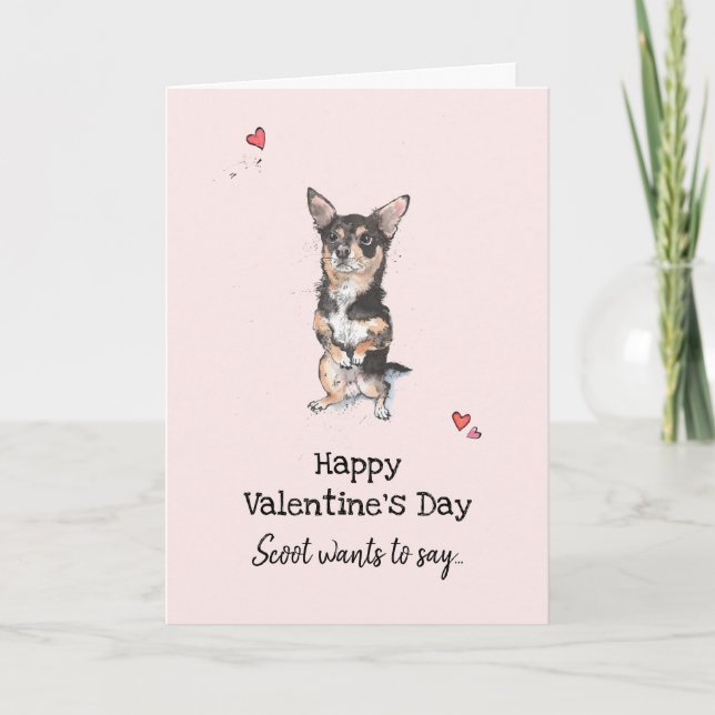 Black and Tan Chihuahua Valentine Day Hälsning Kort (Framsida)