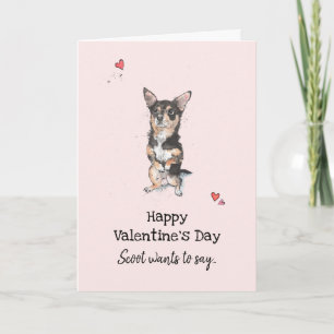 Black and Tan Chihuahua Valentine Day Hälsning Kort