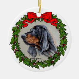 Black and Tan Coonhound Art by Glenda S. Harlan Julgransprydnad Keramik
