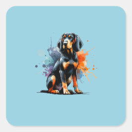Black and Tan Coonhound Hund Fyrkantigt Klistermärke