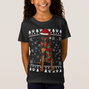 Black and Tan Coonhound Hund Santa Hat Julafton Ug T Shirt