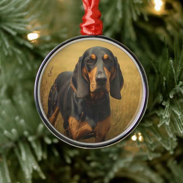 Black and Tan Coonhound Julgransprydnad Metall (Träd)