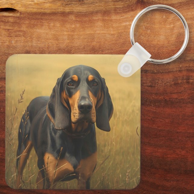 Black and Tan Coonhound Nyckelring (Baksida)
