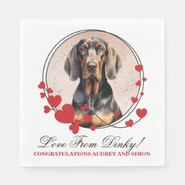 Black and Tan Coonhound Red Heart Ram Hund Photo Pappersservett