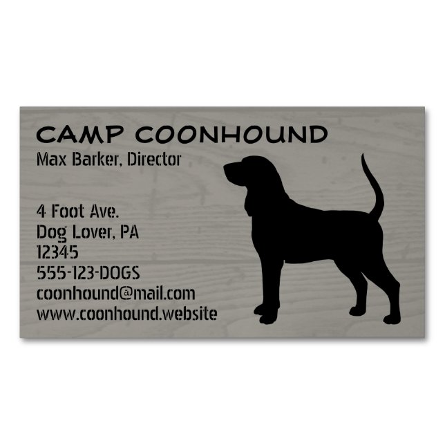 Black and Tan Coonhound Silhouette Hund aveln Visitkortmagnet (Framsida)