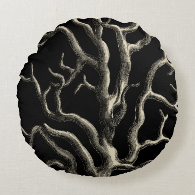 Black and Tan Coral Rund Kudde (Framsidan)